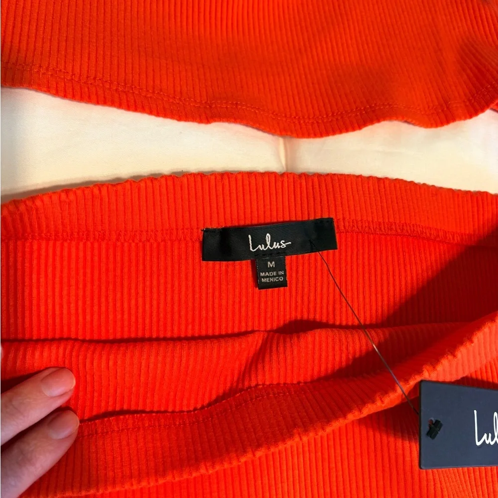 Lulus | Skirts | Lulus Orange Midi Skirt With Front Slit And Top | Poshmark